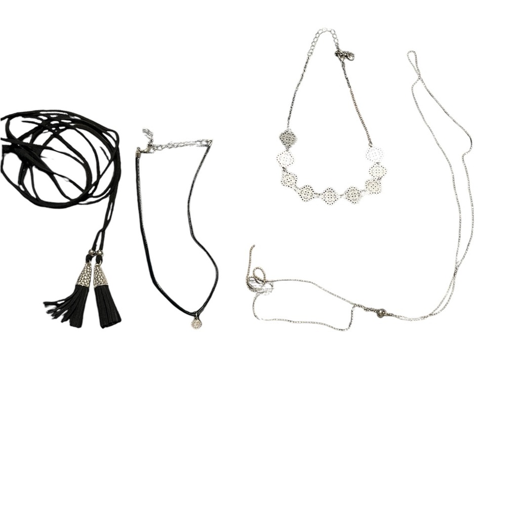 Elegant Silver and Black Necklace Set